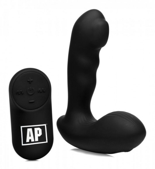 Черный стимулятор простаты Alpha-Pro 7X P-Milker Silicone Prostate Stimulator with Milking Bead - XR Brands - в Златоусте купить с доставкой