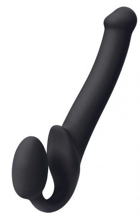 Черный безремневой страпон Silicone Bendable Strap-On M - Strap-on-me - купить с доставкой в Златоусте