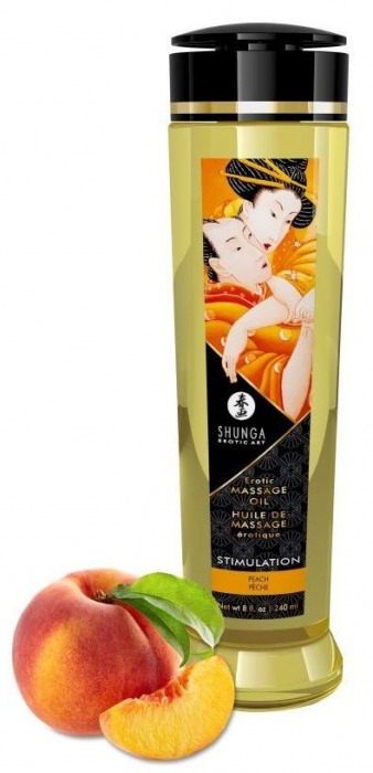Массажное масло для тела с ароматом персика Stimulation - 240 мл. - Shunga - купить с доставкой в Златоусте