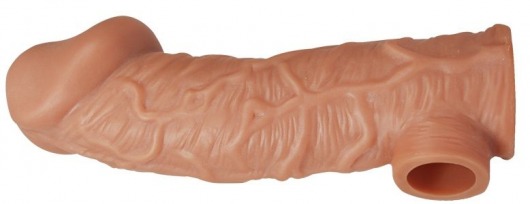Телесная насадка на фаллос с отверстием для мошонки EXTREME SLEEVE - 17,6 см. - KOKOS - в Златоусте купить с доставкой
