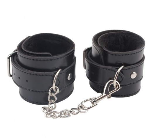 Черные оковы на ноги Obey Me Leather Ankle Cuffs - Chisa - купить с доставкой в Златоусте