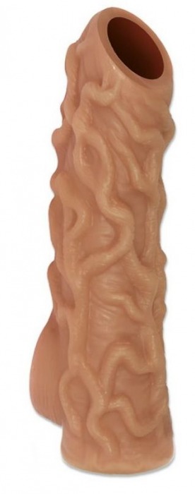 Телесная насадка с венками и открытой головкой Nude Sleeve M - 12 см. - KOKOS - в Златоусте купить с доставкой