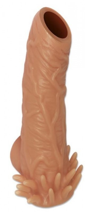 Телесная насадка с усиками и открытой головкой Nude Sleeve M - 12 см. - KOKOS - в Златоусте купить с доставкой