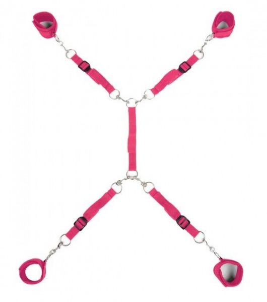 Ярко-розовый набор фиксаций на кровати Classic Bed Spreader - Lux Fetish - купить с доставкой в Златоусте