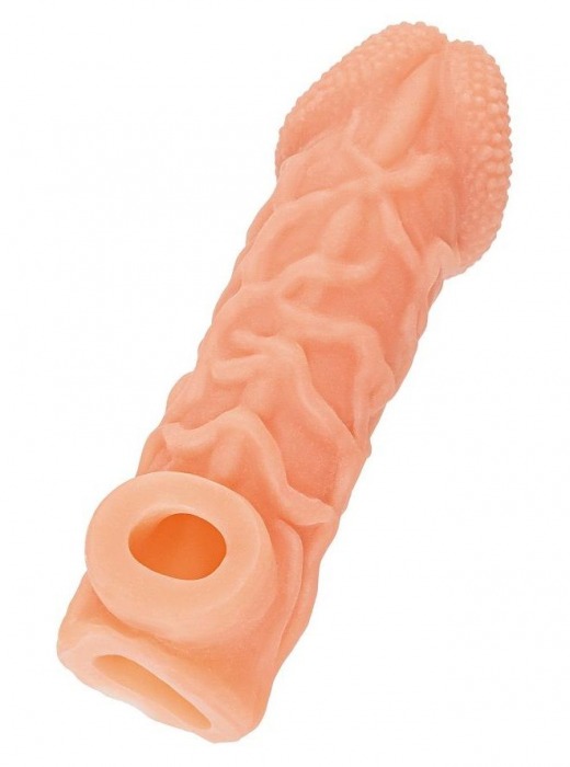 Телесная закрытая насадка с венками Cock Sleeve Size L - 17,6 см. - KOKOS - в Златоусте купить с доставкой