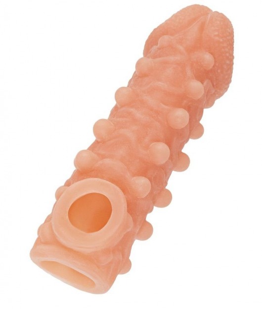 Телесная закрытая насадка с шариками Cock Sleeve Size L - 17,6 см. - KOKOS - в Златоусте купить с доставкой