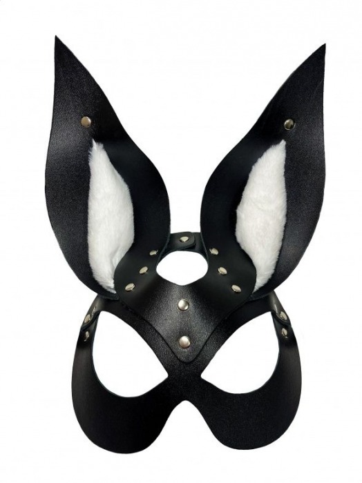 Черная маска зайки с белым мехом на ушках Miss Bunny - БДСМ Арсенал - купить с доставкой в Златоусте