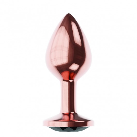 Пробка цвета розового золота с черным кристаллом Diamond Jet Shine L - 8,3 см. - Lola Games - купить с доставкой в Златоусте