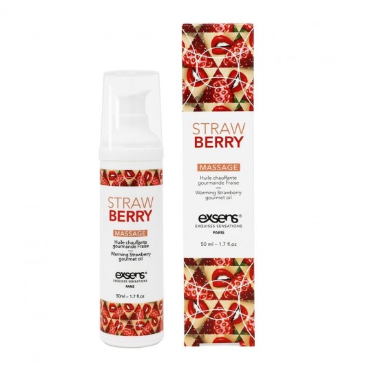Разогревающее массажное масло  с ароматом клубники Gourmet Strawberry - 50 мл. - Exsens - купить с доставкой в Златоусте