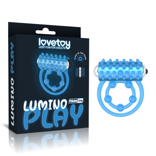 Голубое, светящееся в темноте виброкольцо Lumino Play Vibrating Penis Ring - Lovetoy - в Златоусте купить с доставкой