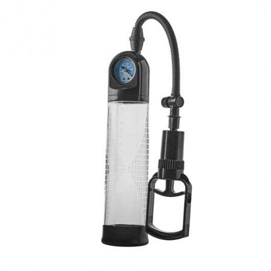 Прозрачная вакуумная помпа с манометром Deluxe Penis Pump - Dream Toys - в Златоусте купить с доставкой