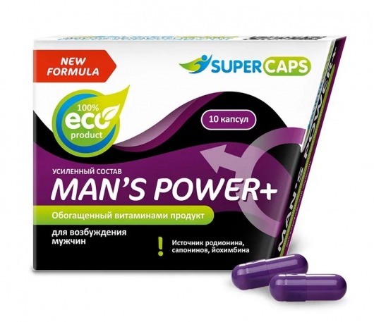 Возбуждающее средство для мужчин Mans Power plus - 10 капсул (0,35 гр.) +1 в подарок - SuperCaps - купить с доставкой в Златоусте