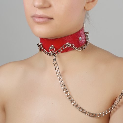 Красный ошейник из натуральной кожи - Sitabella - купить с доставкой в Златоусте