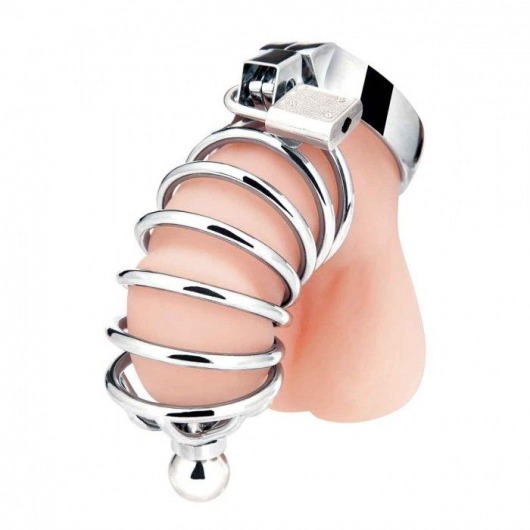 Серебристая клетка для члена Urethral Play Cage - BlueLine - купить с доставкой в Златоусте