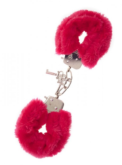 Металлические наручники с красной меховой опушкой METAL HANDCUFF WITH PLUSH RED - Dream Toys - купить с доставкой в Златоусте