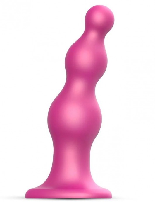 Розовая насадка Strap-On-Me Dildo Plug Beads size S - Strap-on-me - купить с доставкой в Златоусте