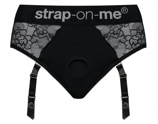 Черные трусики для насадок Diva Lingerie Harness - size S - Strap-on-me - купить с доставкой в Златоусте