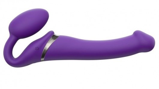 Фиолетовый безремневой вибрострапон Vibrating Bendable Strap-On - size L - Strap-on-me - купить с доставкой в Златоусте