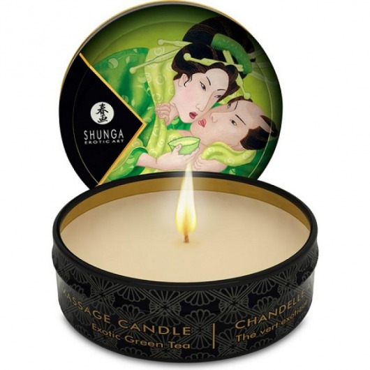 Массажная свеча Exotic Green Tea с ароматом зелёного чая - 30 мл. - Shunga - купить с доставкой в Златоусте