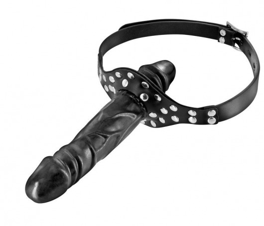 Черный кляп-фаллоимитатор Double Penis Gag - Fetish Tentation - купить с доставкой в Златоусте