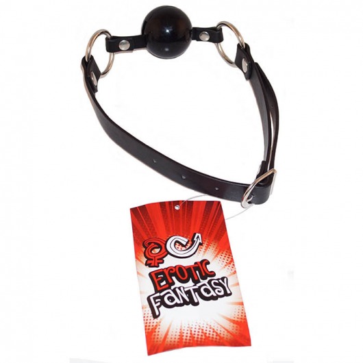Силиконовый черный кляп-шарик на ремне Black Ballgag - Erotic Fantasy - купить с доставкой в Златоусте