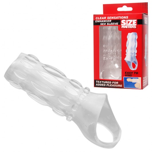 Насадка на пенис с кольцом для мошонки Clear Sensations Enhancer Sex Sleeve - 11,5 см. - XR Brands - в Златоусте купить с доставкой
