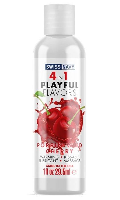 Массажный гель 4-в-1 Poppin Wild Cherry с ароматом вишни - 29,5 мл. - Swiss navy - купить с доставкой в Златоусте