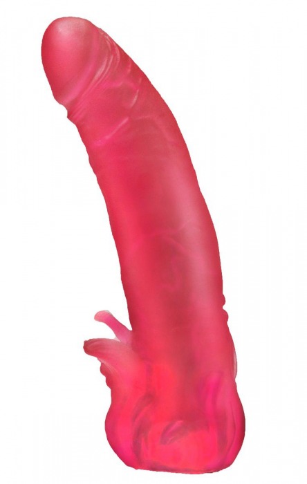 Розовая насадка для страпона с клиторальными лепестками - 18,5 см. - LOVETOY (А-Полимер) - купить с доставкой в Златоусте