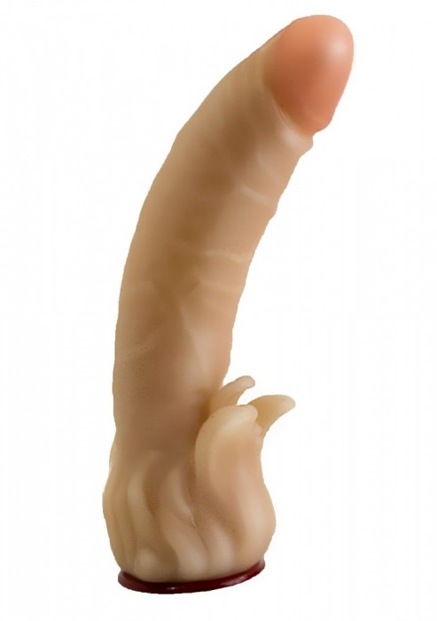 Телесная гелевая насадка-фаллос с клиторальными лепестками - 18,5 см. - LOVETOY (А-Полимер) - купить с доставкой в Златоусте
