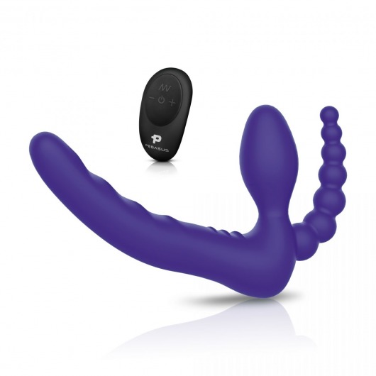 Фиолетовый безремневой страпон с пультом ДУ 7’’ Remote Control Strapless - 24 см. - Pegasus - купить с доставкой в Златоусте