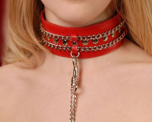 Красный ошейник с цепочками - Sitabella - купить с доставкой в Златоусте