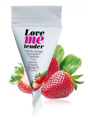 Съедобное согревающее массажное масло Love Me Tender Strawberry с ароматом клубники - 10 мл. - Love to Love - купить с доставкой в Златоусте