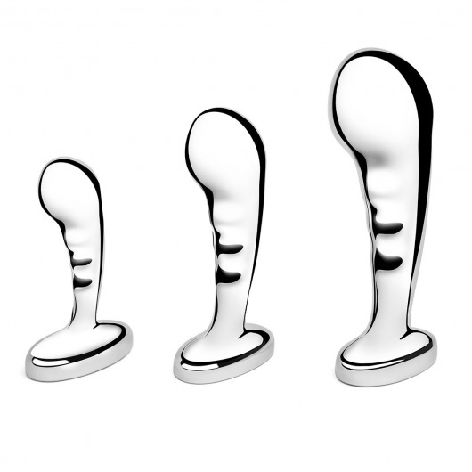 Набор из 3 стальных стимуляторов простаты Stainless Steel P-spot Training Set - b-Vibe - в Златоусте купить с доставкой