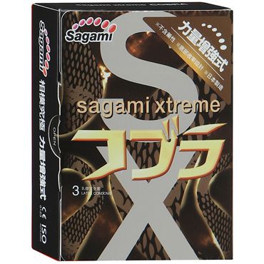 Суженные к основанию презервативы Sagami Xtreme COBRA - 3 шт. - Sagami - купить с доставкой в Златоусте