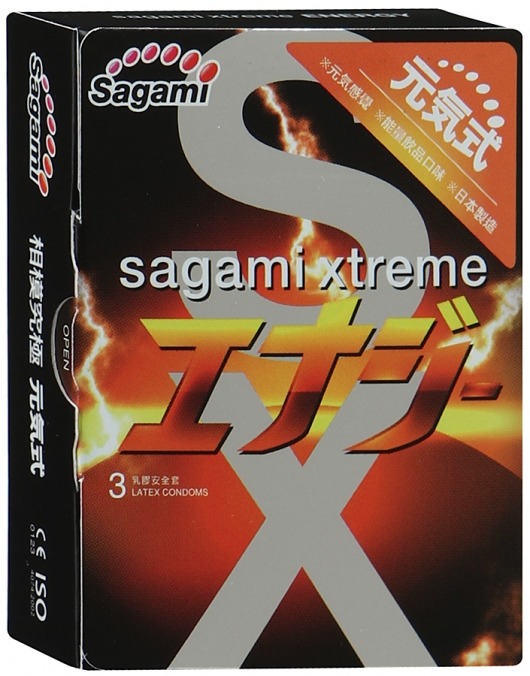 Презервативы Sagami Xtreme ENERGY с ароматом энергетика - 3 шт. - Sagami - купить с доставкой в Златоусте
