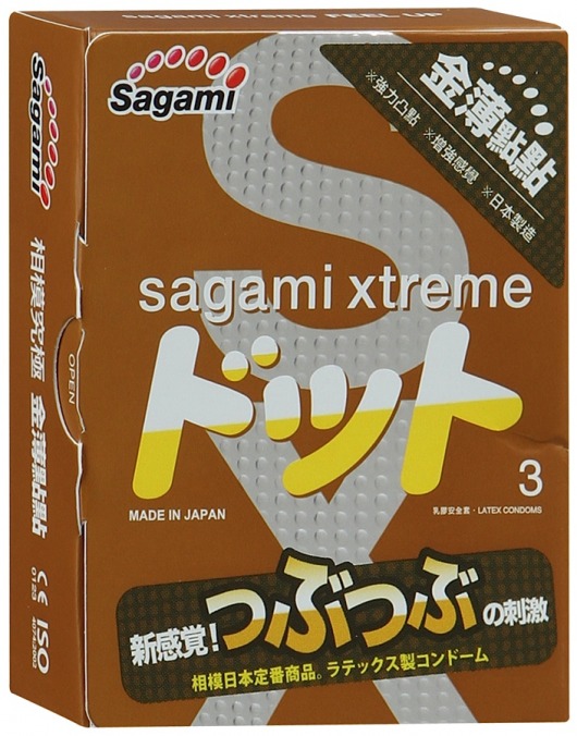 Презервативы Sagami Xtreme FEEL UP с точечной текстурой и линиями прилегания - 3 шт. - Sagami - купить с доставкой в Златоусте