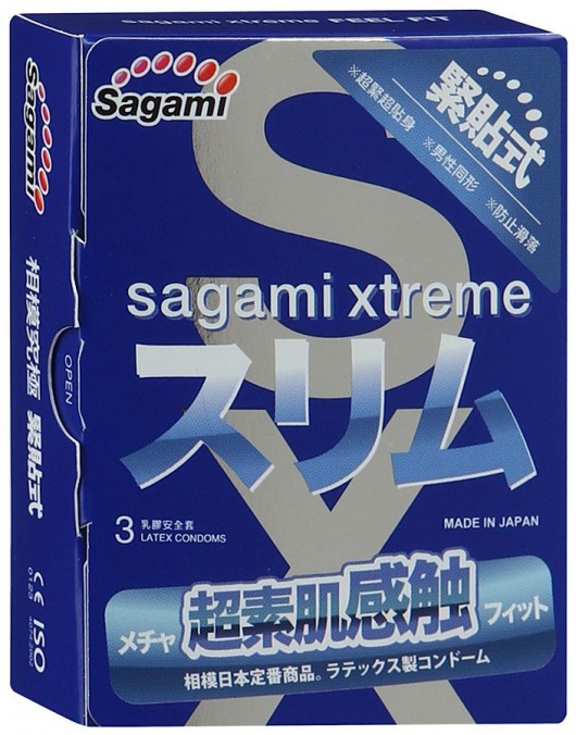 Розовые презервативы Sagami Xtreme FEEL FIT 3D - 3 шт. - Sagami - купить с доставкой в Златоусте