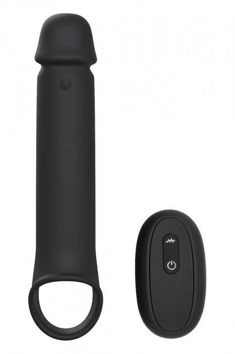 Черная насадка-удлинитель с вибрацией Vibrating Extender With Remote - Dream Toys - в Златоусте купить с доставкой