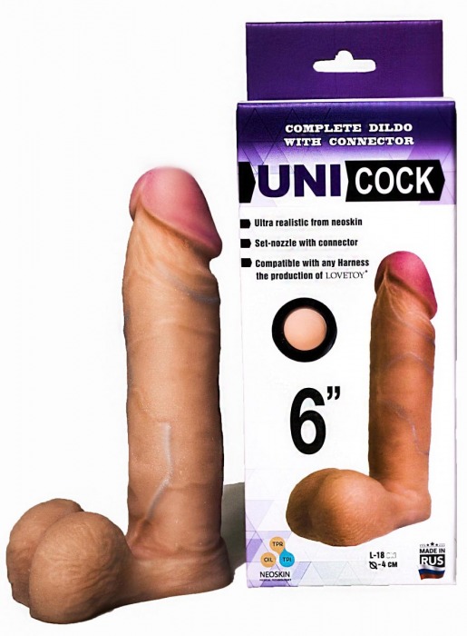 Насадка для страпона фаллической формы UNICOCK 6  - 18 см. - LOVETOY (А-Полимер) - купить с доставкой в Златоусте