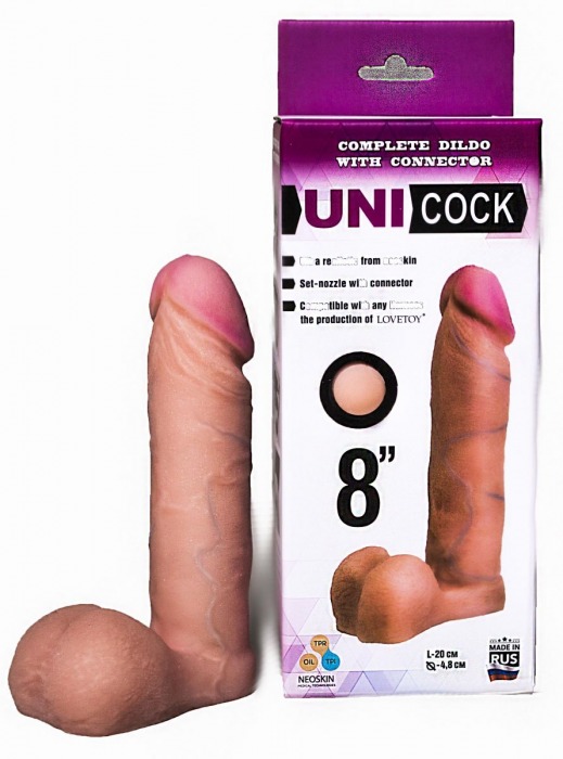 Фаллическая насадка для страпона UNICOCK 8  - 20 см. - LOVETOY (А-Полимер) - купить с доставкой в Златоусте