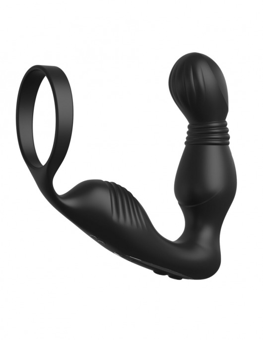 Черный вибростимулятор простаты с эрекционным кольцом Ass-Gasm Pro P-Spot Milker - Pipedream - в Златоусте купить с доставкой