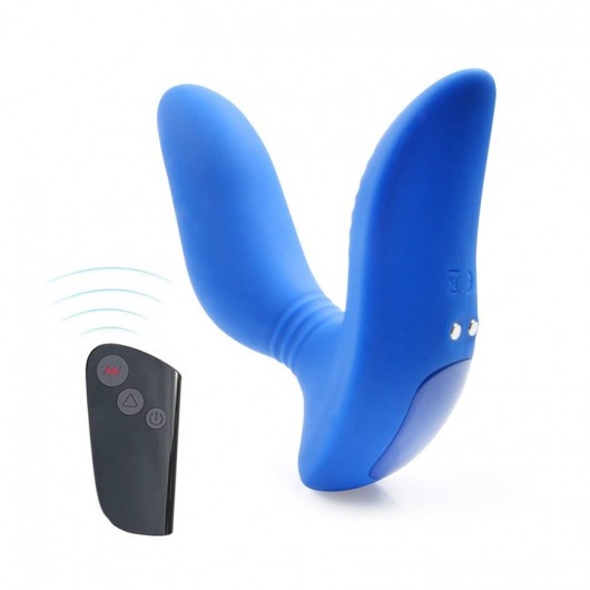 Синий вибромассажер простаты 3,5’’ Remote Control Curve P-spot Massager - 12 см. - Erokay - в Златоусте купить с доставкой
