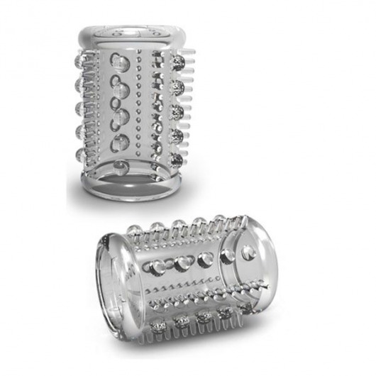 Прозрачная насадка с шипами и шишечками STAY HARD COCK SLEEVE 03 CLEAR - Blush Novelties - в Златоусте купить с доставкой