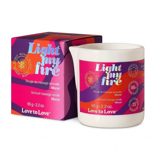 Массажная свеча Light My Fire с ароматом моной - 80 мл. - Love to Love - купить с доставкой в Златоусте