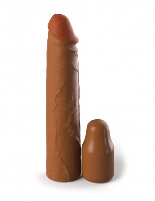 Коричневая насадка на член 2  Silicone X-tension - 20,3 см. - Pipedream - в Златоусте купить с доставкой