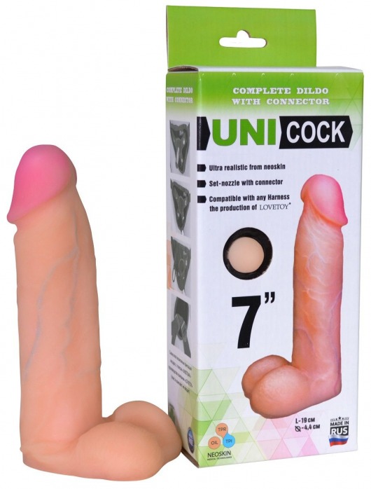 Фаллическая насадка Харнесс UNICOCK 7  - 19 см. - LOVETOY (А-Полимер) - купить с доставкой в Златоусте