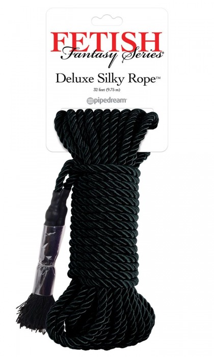Черная веревка для фиксации Deluxe Silky Rope - 9,75 м. - Pipedream - купить с доставкой в Златоусте