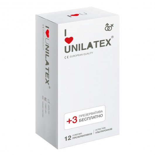 Ультратонкие презервативы Unilatex Ultra Thin - 12 шт. + 3 шт. в подарок - Unilatex - купить с доставкой в Златоусте