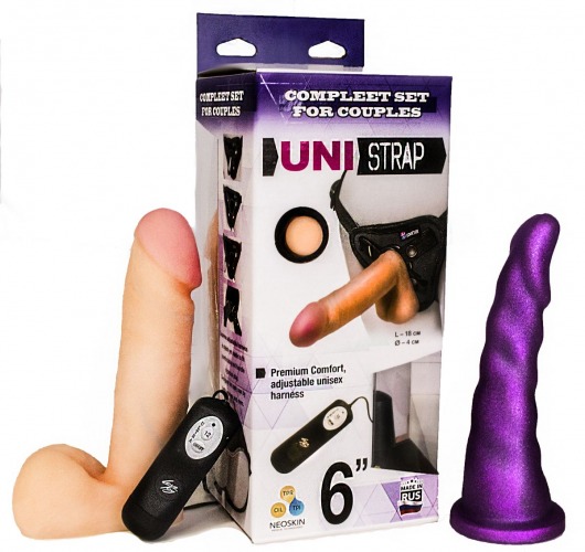 Вибрострапон с двумя насадками UniStrap - 18 и 18 см. - LOVETOY (А-Полимер) - купить с доставкой в Златоусте