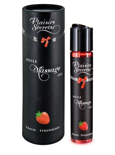 Массажное масло с ароматом клубники Huile de Massage Gourmande Fraise des Bois - 59 мл. - Plaisir Secret - купить с доставкой в Златоусте
